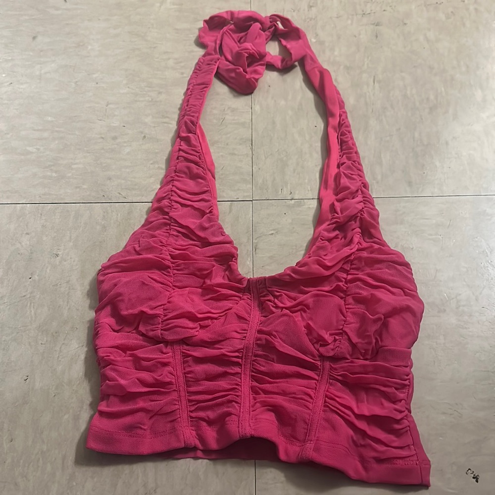 Pink Shear Crop Top